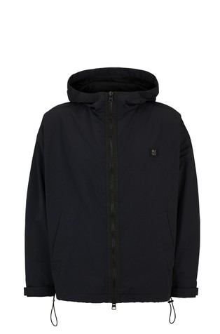 HUGO BOSS Vodoodbojna vetrovka s kapuco in zloženim logotipom Črna - Black 6