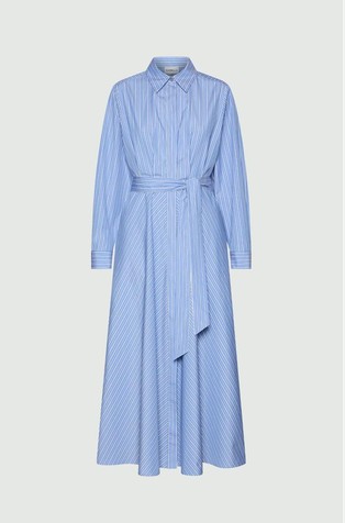 Fine-striped cotton shirt dress