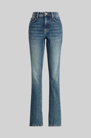 RALPH LAUREN Zvončaste jeans hlače z visokim pasom Modra - Dusk Indigo Wash 5