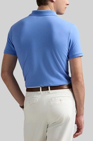 RALPH LAUREN Custom slim fit raztegljiva polo majica z mrežasto strukturo Modra - Canvas Blue 2