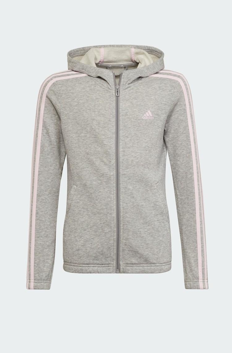 ADIDAS Essentials 3-Stripes jopa s kapuco in zadrgo Siva - Grey 
