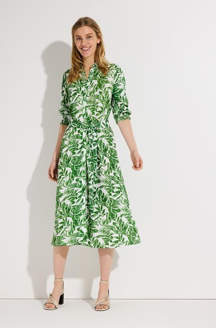 Midi srajčna obleka z vzorcem