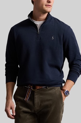 Pleten pulover iz bombažne mešanice z delno zadrgo