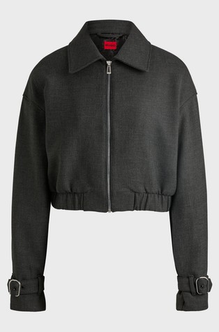 HUGO BOSS Collared jacket with buckled cuffs Grey 4