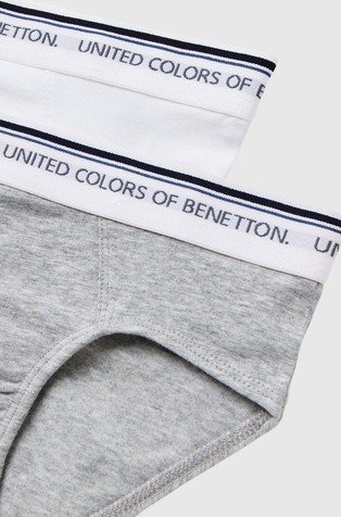 BENETTON Two briefs with logoed elastic White / Gray 3
