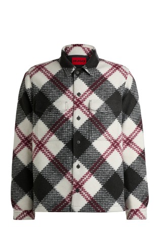 Oversize fit karirasta srajca s kosmateno površino