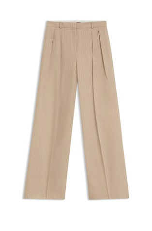 Regular fit črtaste hlače iz bombažne mešanice