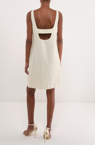 MARELLA Selected By Chloé Lecareux obleka brez rokavov iz lana in bombaža Bež - Cream 2