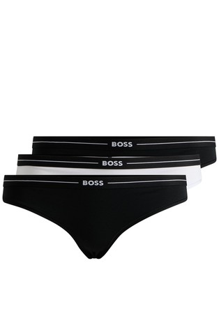 Three-pack of stretch-cotton thongs with logo waistbands