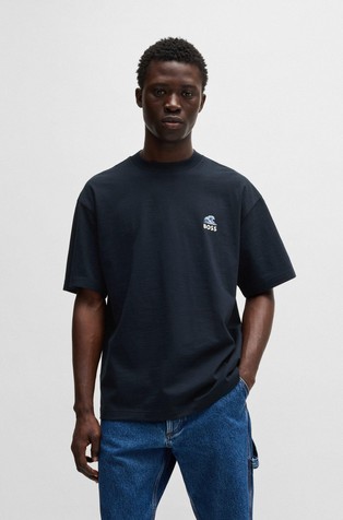 Cotton T-shirt with front and back logo graphic print