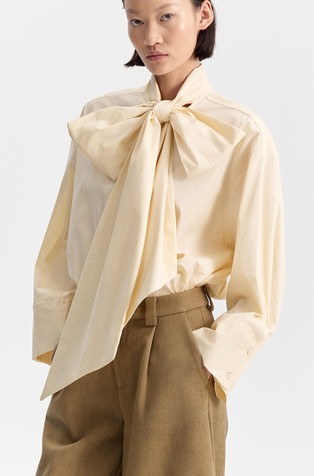 Srajca iz bombažne mešanice z maxi pentljo