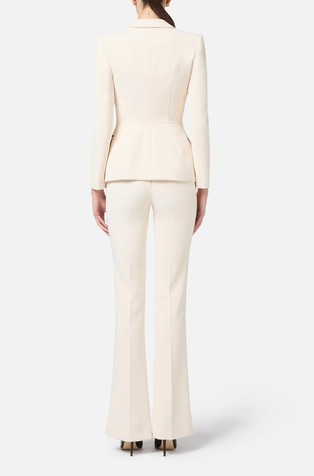 ELISABETTA FRANCHI Suknjič iz krep tkanine s kontrastnimi detajli Bež - Butter / Black 2