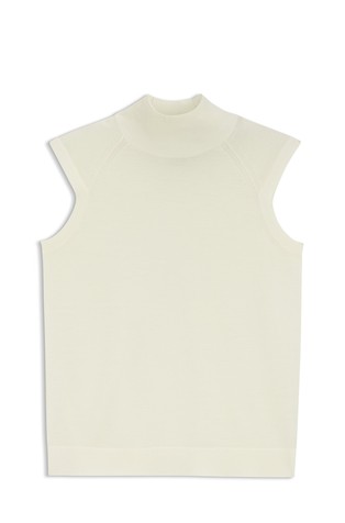 High-neck top in wool