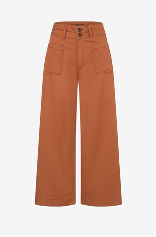 Wide leg stretch cotton trousers