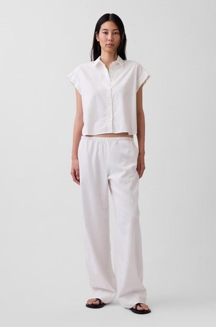 Linen-Blend Relaxed Wide-Leg Pants