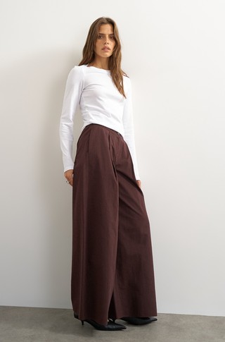TSARA pintuck wide leg trousers