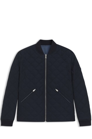 Reversible water-repellent bomber jacket with quilting