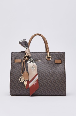Monogram satchel bag with scarf