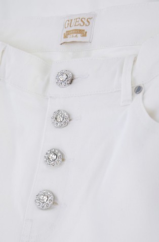 GUESS Straight fit jeans hlače z vezenino Bela - White 3