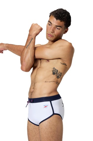 SPEEDO Logo kopalke Bela - White / Blue 2