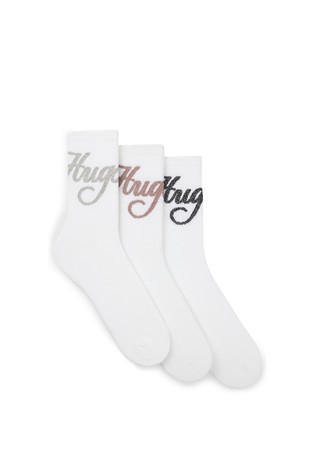 Three-pack of short-length socks with sparkly logos