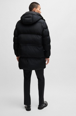HUGO BOSS Vodoodbojna prešita bunda z logo našitkom Črna - Black 4