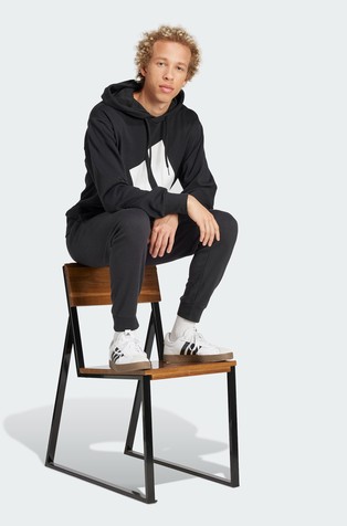 ADIDAS Essentials Big Logo pulover s kapuco in frotirano notranjostjo Črna - Black / White 3