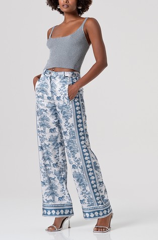 Palazzo hlače s kontrastnim vzorcem