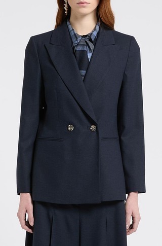 Double-breasted wool blend blazer