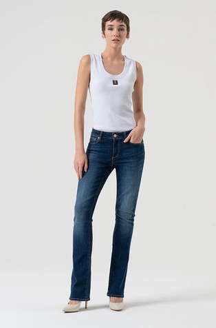 Push-up jeans hlače z zvončastimi hlačnicami