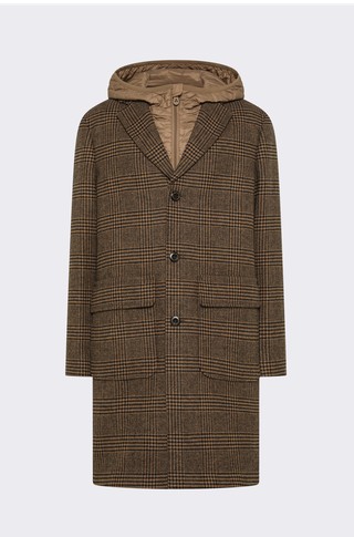 Check Coat with Quilted Hooded Insert