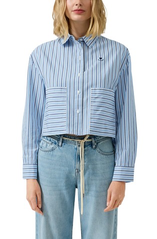 Striped poplin blouse in a relaxed fit