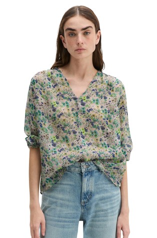 Relaxed fit viskozna bluza s cvetličnim vzorcem