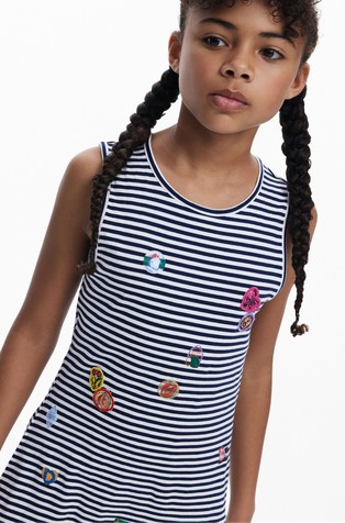 DESIGUAL Striped cut-out dress Blue/White 4