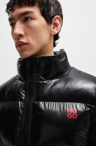 HUGO BOSS Slim-fit water-repellent puffer jacket in gloss fabric Black 4