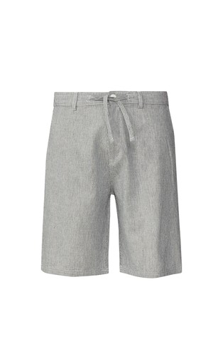 Striped bermuda in linen and cotton blend