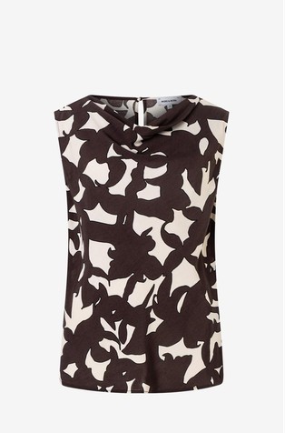 Patterned viscose sleeveless blouse
