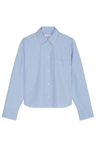 MARC O'POLO Cropped srajca iz bombažnega poplina Modra - Blue 4