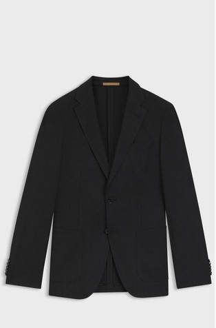Slim fit suknjič iz deviške volne in svile