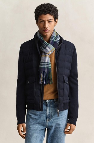 Hybrid Insulated Flannel Jacket with Knit Sleeves