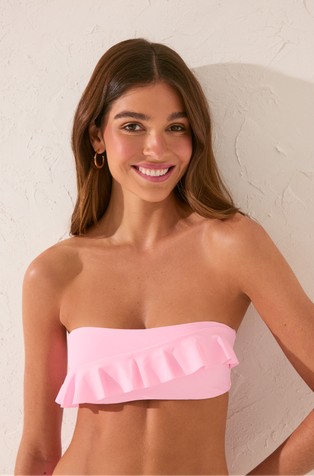 Ruffle bandeau bikini top