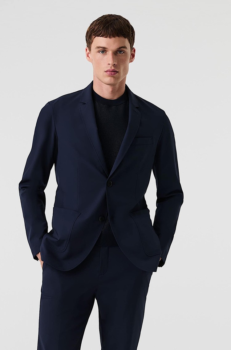 ALPHATAURI Single-breasted jacket in performance-stretch jersey Navy 