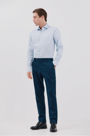 CORTEFIEL Cotton and linen blend trousers Navy 3