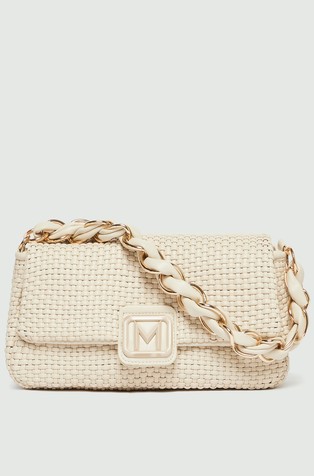 Woven material baguette with braided handle