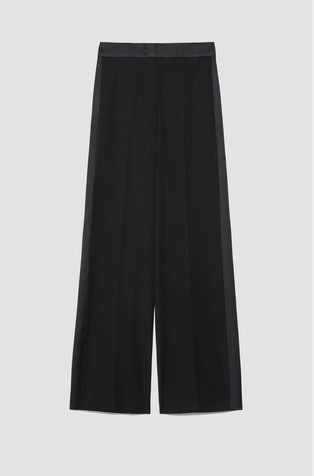 MAX&amp;CO Twill tuxedo-style trousers Black 1