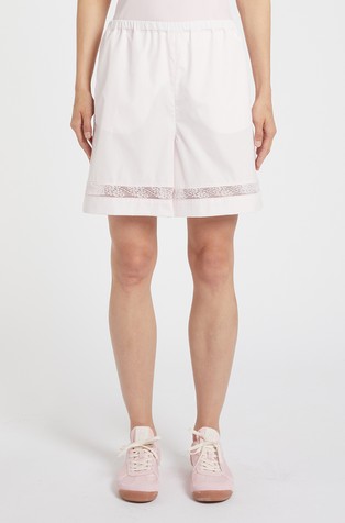 Monochrome cotton shorts with lace