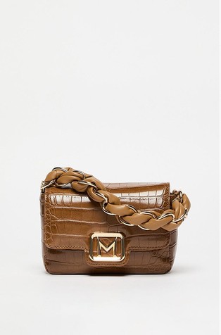 Mini bag in croc-print coated fabric