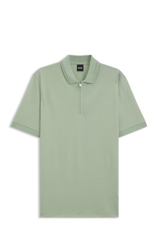 Polo majica iz bombažne mešanice z delno zadrgo