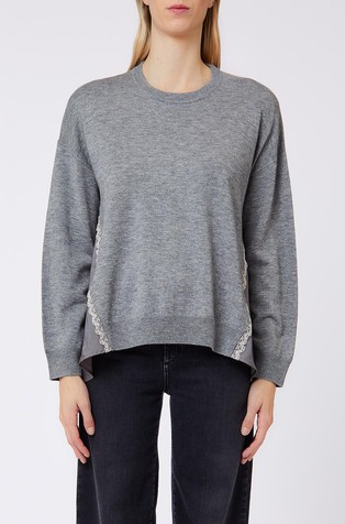 Sweater with satin inserts