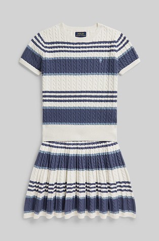 2-delni pleten bombažen komplet majice in krila